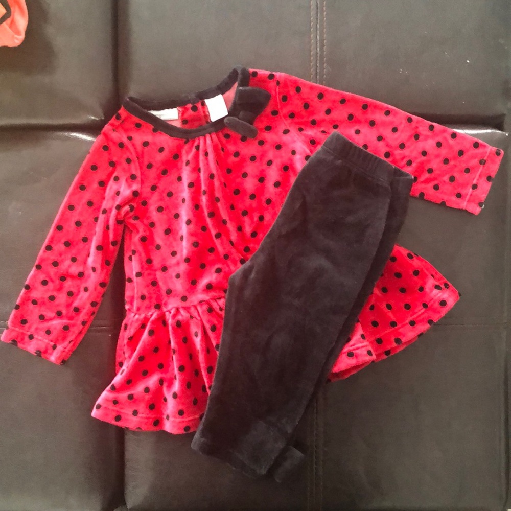 Ladybug Velvet Peplum Set